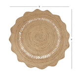 · REDEARTH · Round Area Rug - 5 Feet Braided Scalloped Desert Wave Natural Jute Rug- Artisan Made Boho Jute Patterned Rugs for Bedroom, Kitchen, Living Room, Farmhouse, Handmade Vintage Decor