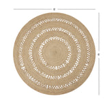 · REDEARTH · Round Area Rug - 6 Feet Braided Scalloped Earthy Trails Jute Rug- Artisan Made Boho Jute Patterned Rugs for Bedroom, Kitchen, Living Room, Farmhouse, Aesthetic, Handmade Vintage Décor