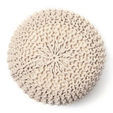 REDEARTH Hand Knitted Cable Pouf Ottoman Ivory