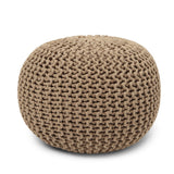 REDEARTH Hand Knitted Cable Pouf Ottoman Beige