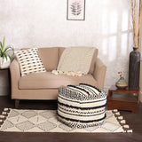 REDEARTH Tufted Cube Pouf Ottoman with Filler Geometric Craft Black With Filler