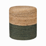 REDEARTH Jute Braided Pouf Ottoman Natural Olive Cylinder