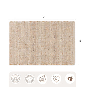 REDEARTH Braided Jute Area Rug 5' x 8' (Rectangular)