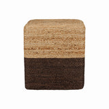 REDEARTH Cube Pouf Foot Stool Ottoman - Jute Braided Pouffe Poof Accent Sitting Footrest for The Living Room, Bedroom, Nursery, Patio, Lounge & Other Rooms (14.5”x14.5”x16”; Natural Acorn)