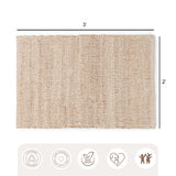 · REDEARTH · Jute Cotton Area Rug - 2'x3' Rectangular Rug, Sustainable Handwoven, Non-Shedding, Soft & Durable – Reversible, Neutral Tones for Home Décor in Living Room, Dining Room, Bedroom, Set of 2