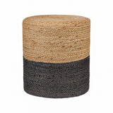 REDEARTH Cylindrical Pouf Foot Stool Ottoman - Jute Braided Pouffe Poof Accent Sitting Footrest for The Living Room, Bedroom, Nursery, Patio, Lounge & Other Rooms (14.5”x14.5”x16”; Natural Gray)