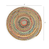· REDEARTH · Jute Cotton Chindi Area Rug - 3' Round Rug, Handwoven, Non-Shedding, Soft & Durable – Multi Tones for Home Décor in Living Room, Dining Room, Bedroom
