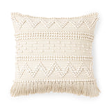 · REDEARTH · Boho Textured Throw Pillow Cushion Covers - Woven Tufted Decorative Farmhouse Cases Set for Couch - Bed - Chair - Dining - Patio - Outdoor - 100% Cotton (18"x18" - Natural) Pack of 2