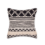 REDEARTH Handmade Boho Throw Pillow Covers - Bohemian Chic Farmhouse Style - Accent Woven Indoor and Outdoor Pillow Cushion Cases for Couch - Bed - Sofa – Set of 2 - 18"x18" - Mosaic Trellis Black