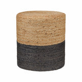 REDEARTH Jute Braided Pouf Ottoman Natural Gray Cylinder