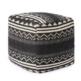 REDEARTH Tufted Cube Pouf Ottoman with Filler Ziggurat Obsession Black With Filler