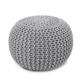 REDEARTH Hand Knitted Cable Pouf Ottoman Circular Gray