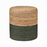 REDEARTH Cylindrical Pouf Foot Stool Ottoman - Jute Braided Pouffe Poof Accent Sitting Footrest for The Living Room, Bedroom, Nursery, Patio, Lounge & Other Rooms (14.5”x14.5”x16”; Natural Olive)