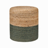 REDEARTH Jute Braided Pouf Ottoman Natural Olive Cylinder - Two Pack