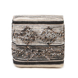 REDEARTH Tufted Cube Pouf Ottoman with Filler Black Jasper With Filler