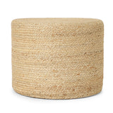 REDEARTH Jute Braided Pouf Ottoman Cylinder Natural
