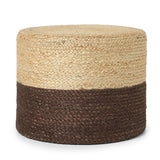REDEARTH Jute Braided Pouf Ottoman Cylinder Half & Half Natural Acorn