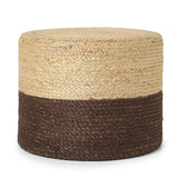 REDEARTH · Cylindrical Pouf Foot Stool Ottoman - Jute Braided Pouffe Poof Accent Sitting Footrest for Living Room, Bedroom, Nursery, Patio, Lounge (Natural Acorn, 18"x18"x14") Set of 2