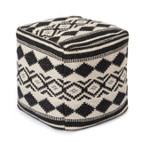 REDEARTH Tufted Cube Pouf Ottoman with Filler Linear Diamond Black With Filler