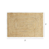 · REDEARTH · Rectangular Area Rug - 2'x3' Braided Natural Jute with Non-Skid Backing - Handwoven Boho Rug for Bedroom, Kitchen, Living Room - Farmhouse Aesthetic Home Decor - Durable Handmade Rug