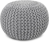 REDEARTH Hand Knitted Cable Pouf Ottoman Gray