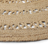 · REDEARTH · Round Area Rug - 8 Feet Braided Scalloped Earthy Trails Jute Rug- Artisan Made Boho Jute Patterned Rugs for Bedroom, Kitchen, Living Room, Farmhouse, Aesthetic, Handmade Vintage Decor