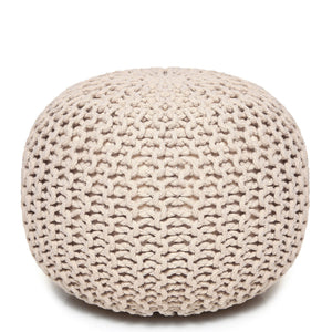 REDEARTH Hand Knitted Cable Pouf Ottoman Ivory