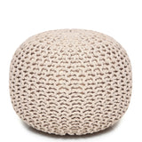 REDEARTH Hand Knitted Cable Pouf Ottoman Ivory