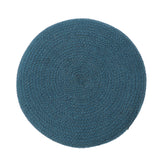 REDEARTH Jute Braided Pouf Ottoman Cylinder Teal Natural - Two Pack