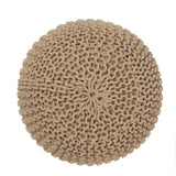REDEARTH Hand Knitted Cable Pouf Ottoman Circular Beige