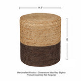 REDEARTH Cylindrical Pouf Foot Stool Ottoman - Jute Braided Pouffe Poof Accent Sitting Footrest for The Living Room, Bedroom, Nursery, Patio, Lounge & Other Rooms (14.5”x14.5”x16”; Natural Acorn)