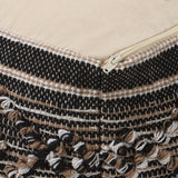 REDEARTH Tufted Cube Pouf Ottoman with Filler Black Jasper With Filler