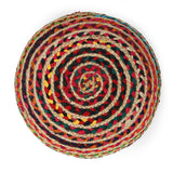 REDEARTH Round Pouf Ottoman - Braided Boho Poof Home Décor Pouffe Accent Sitting Circular Foot rest for Living Room, Bedroom, Nursery, Kidsroom, Lounge; Jute and Cotton Set Of 2 (19.5"x19.5"x14"; Multi)