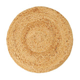 REDEARTH Jute Braided Pouf Ottoman Cylindrical Color Blocked Natural Ivory -Two Pack