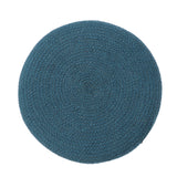 REDEARTH Cylindrical Pouf Foot Stool Ottoman - Jute Braided Pouffe Poof Accent Sitting Footrest for Living Room, Bedroom, Nursery, Patio, Lounge & Other Rooms (Teal Natural , 14.5"x14.5"x16")