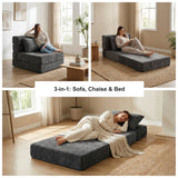 REDEARTH Boneless Floor Sofa Bed — Ember Chenille Dark Gray