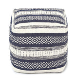 REDEARTH Tufted Cube Pouf Ottoman with Filler Indigo Impressions