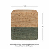 REDEARTH · Cube Pouf Foot Stool Ottoman - Jute Braided Pouffe Poof Accent Sitting Footrest for The Living Room, Bedroom, Nursery, Patio, Lounge - Set of 2 (14.5”x14.5”x16”; Natural Olive)