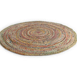 · REDEARTH · Jute Cotton Chindi Area Rug - 6' Round Rug, Handwoven, Non-Shedding, Soft & Durable – Multi Tones for Home Décor in Living Room, Dining Room, Bedroom