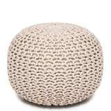 REDEARTH Round Pouf Ottoman - Cable Knitted Boho Poof - Home Décor Cord Pouffe Handmade Circular Footrest for Living Room - Bedroom - Kids Bedroom - 100% Cotton Pouf (18