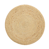 REDEARTH Jute Braided Pouf Ottoman Cylinder Navy Natural