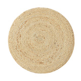 REDEARTH Jute Braided Pouf Ottoman Cylinder Half & Half Natural Ivory