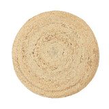 REDEARTH Jute Braided Pouf Ottoman Cylinder Half & Half Natural Teal