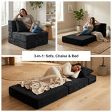 REDEARTH Boneless Floor Sofa Bed — Ember Chenille Black
