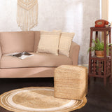 REDEARTH Jute Braided Pouf Ottoman Cube Classic Jute Natural - Two Pack