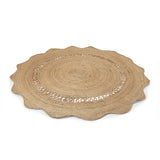 · REDEARTH · Round Area Rug - 5 Feet Braided Scalloped Desert Wave Natural Jute Rug- Artisan Made Boho Jute Patterned Rugs for Bedroom, Kitchen, Living Room, Farmhouse, Handmade Vintage Decor