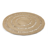 · REDEARTH · Round Area Rug - 8 Feet Braided Scalloped Earthy Trails Jute Rug- Artisan Made Boho Jute Patterned Rugs for Bedroom, Kitchen, Living Room, Farmhouse, Aesthetic, Handmade Vintage Decor
