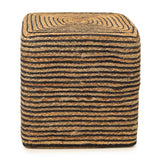 REDEARTH Jute Braided Pouf Ottoman Cube Braided Natural Black - Two Pack