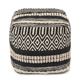 REDEARTH Tufted Cube Pouf Ottoman with Filler Char Delineate Black With Filler