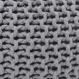 · REDEARTH · Round Boho Pouf Ottoman - Cable Knitted Cord Boho Pouffe - Stuffed Poof Accent Beanbag Footrest for Living Room - Nursery - Bedroom - Covered Patio - Study Nook (18”x18”x14”) - Gray-S